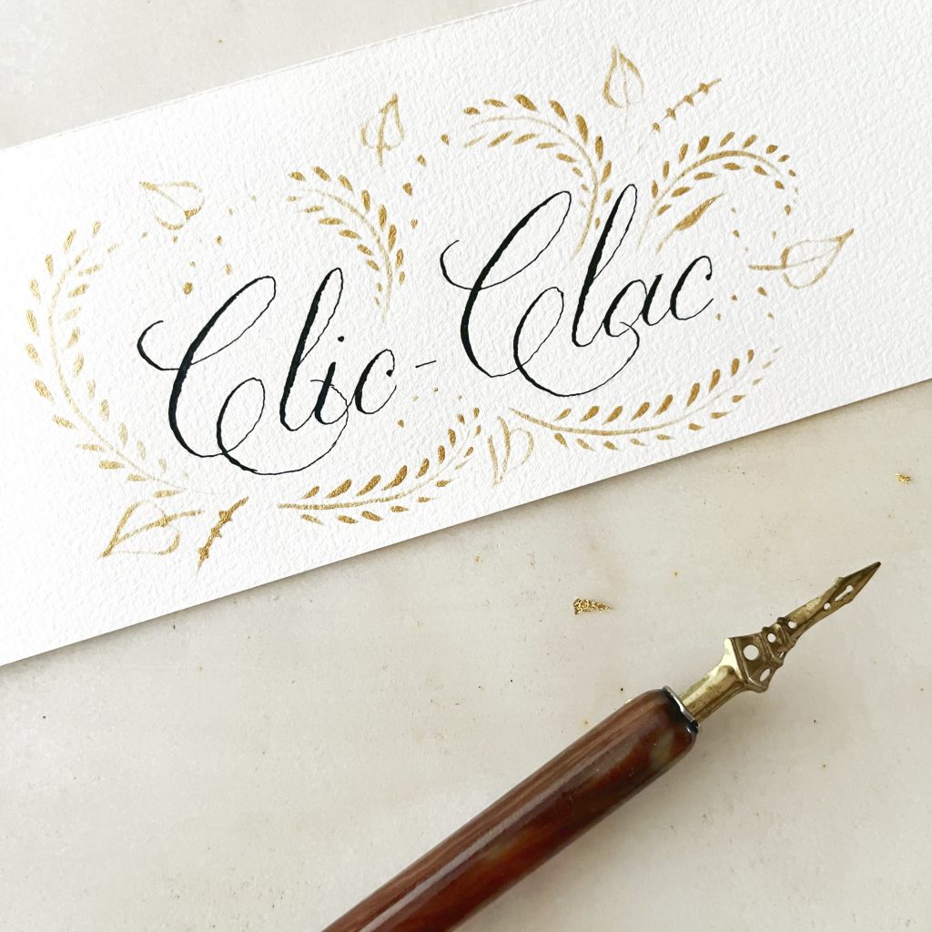 Calligraphie clic-clac interjection