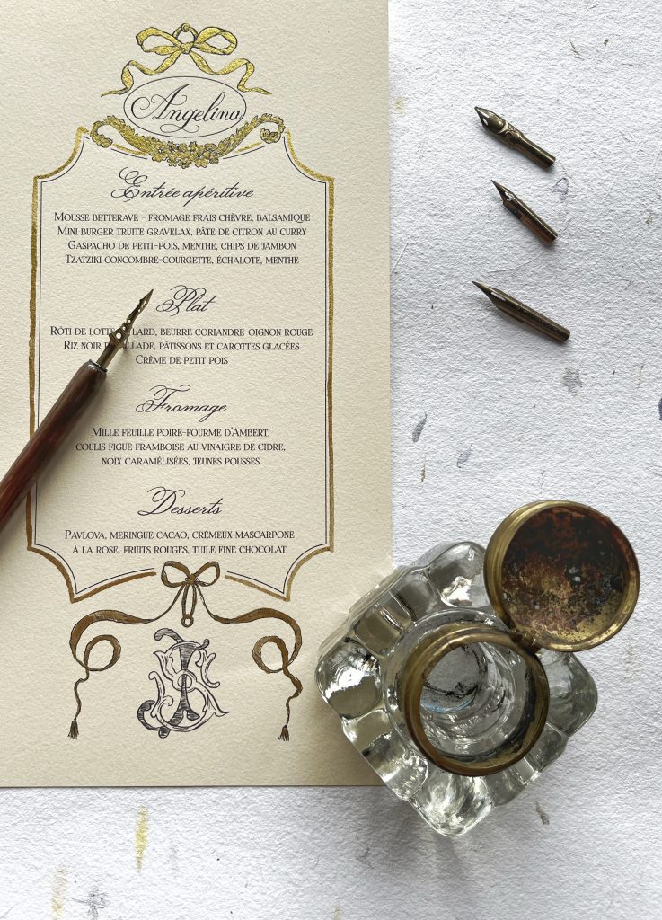 Menu mariage sur-mesure saint-emilion bordeaux la calligraphe