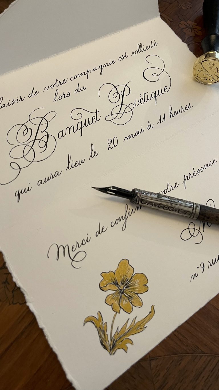 invitation calligraphie à la plume bordeaux france