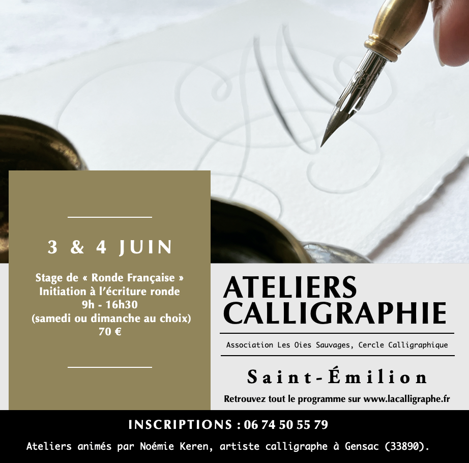 stage de calligraphie saint-émilion gironde bordeaux ronde française