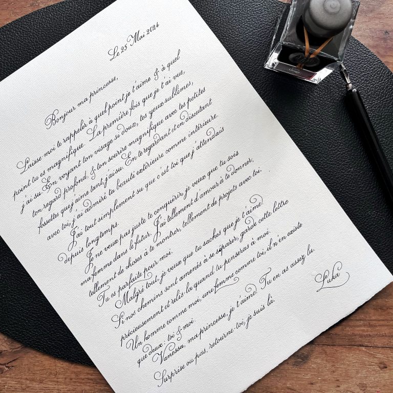 lettre d'amour Noémie Keren calligraphie bordeaux