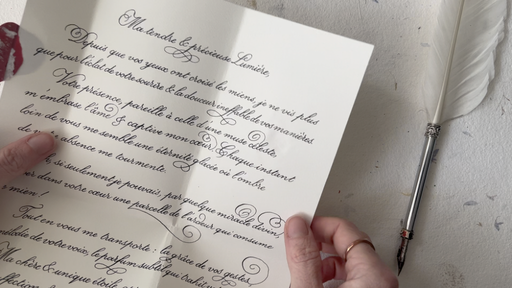 Lettre d'amour calligraphie anglaise noémie keren