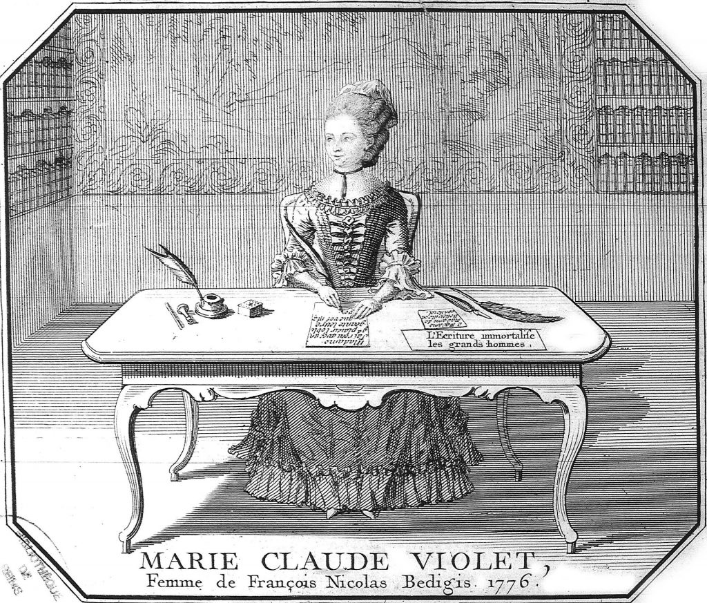 Marie claude violet françois nicolas bedigis 1776 calligraphie XVIII ème siècle